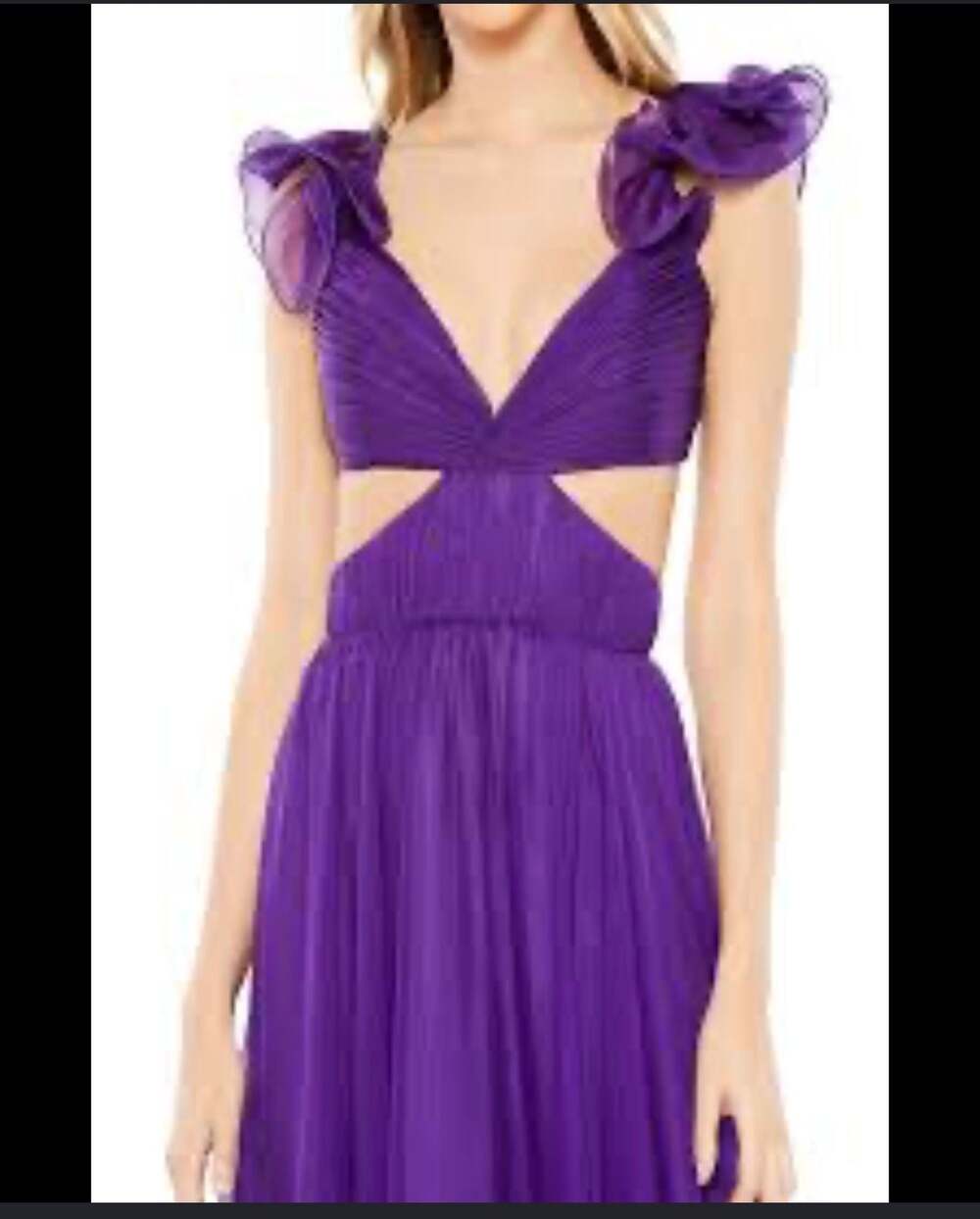 Mac Duggal Size 6 Purple Ruffle Cutout Maxi Dress - Picture 16 of 16